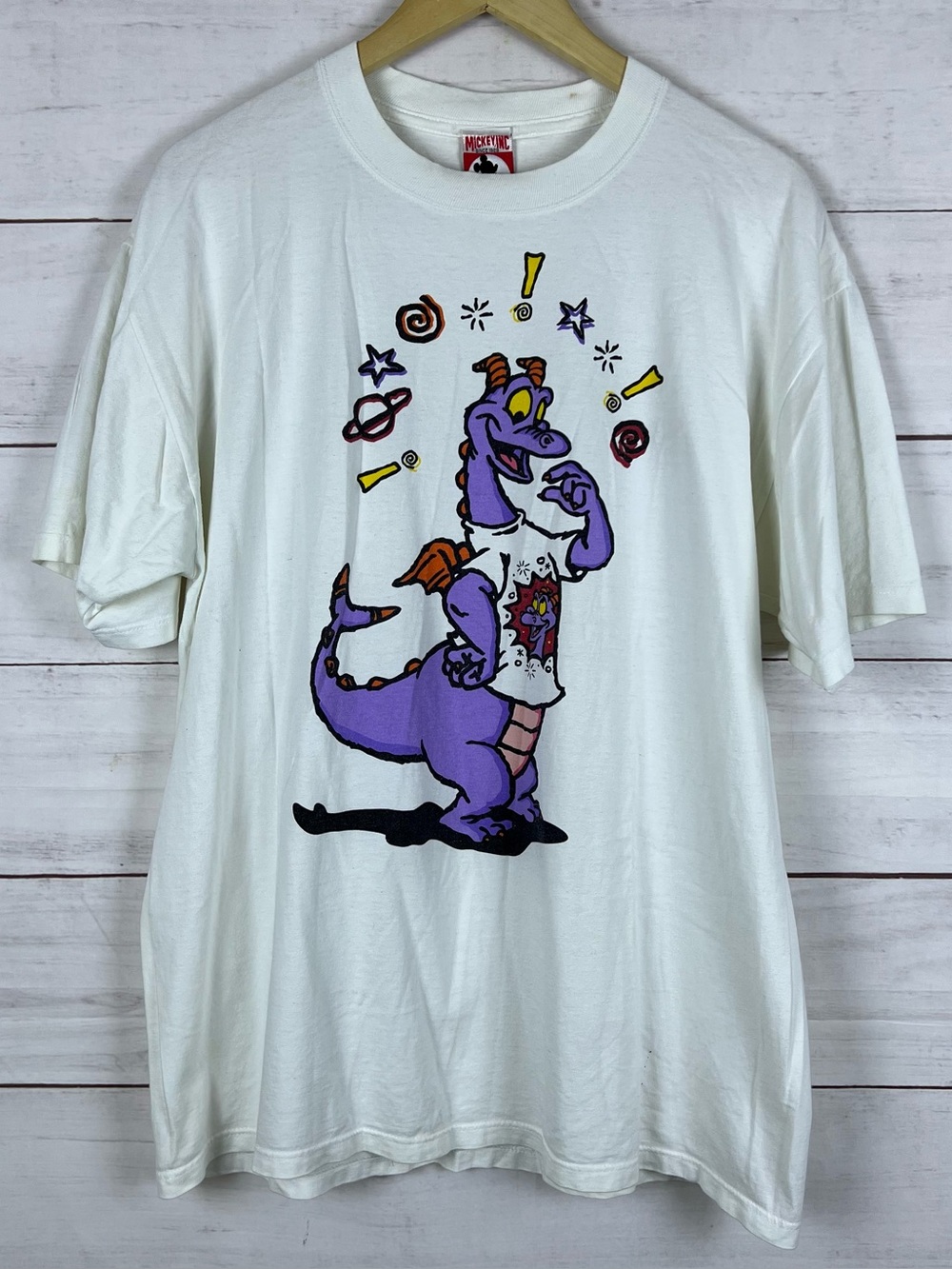 Vintage 90s Epcot Figment T-Shirt White Mens Large RARE